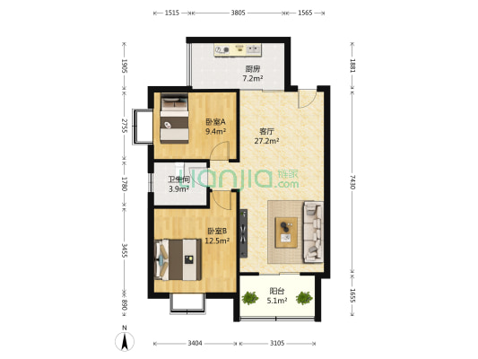 柴林尚城 2室1厅1卫 95平方