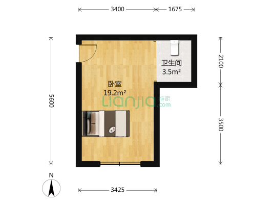 玉林北街2号 1室0厅1卫 38平方