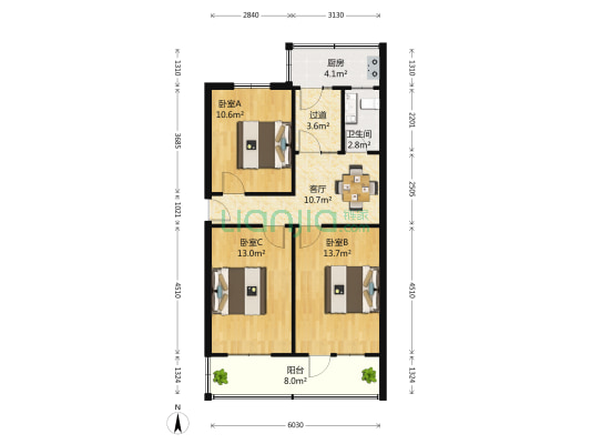 司法警官家属院 3室1厅1卫 76平方