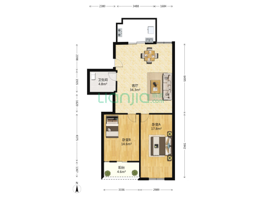 翠湖苑 2室1厅1卫 98平方