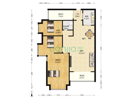 奥克斯广场 1室1厅1卫 122平方