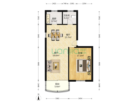 南石皮弄20号 1室2厅1卫 75平方