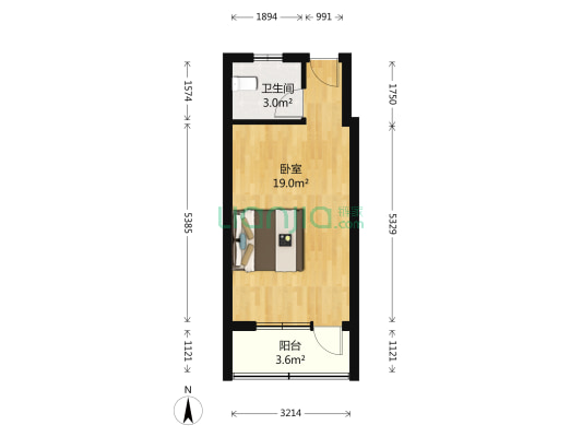 桑达小区 1室0厅1卫 33平方