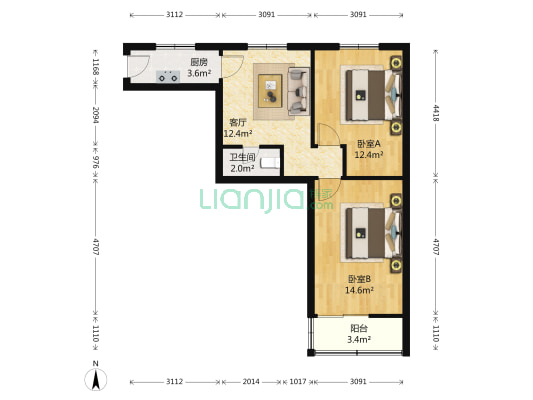 枣市新村 2室1厅1卫 56平方