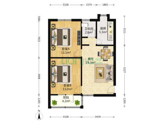 武重明珠苑 2室1厅1卫 74平方