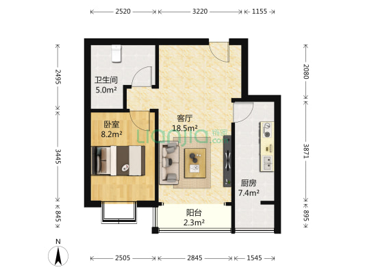 矩阵三期 1室1厅1卫 56平方