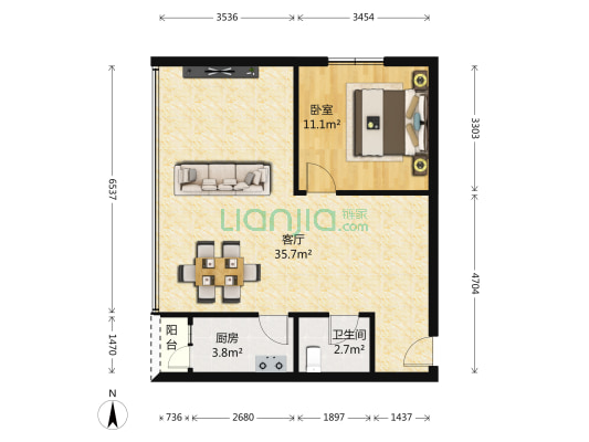 丰德国际广场 1室1厅1卫 77平方
