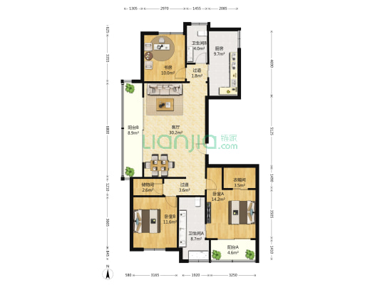 翠屏诚园 3室1厅2卫 138平方