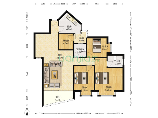 巴蜀丽景 3室1厅2卫 120平方