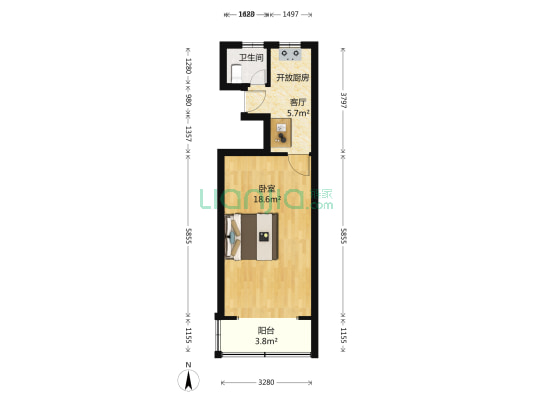 金桥路226弄 1室1厅1卫 36平方