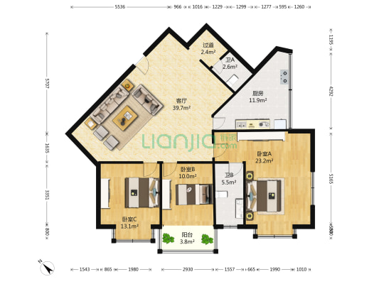 兴达公寓 3室1厅2卫 156平方