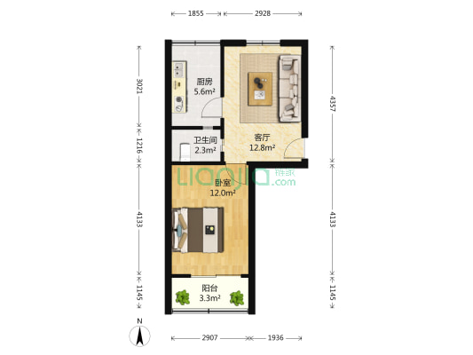 顺河路17号院 1室1厅1卫 50平方