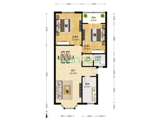 顺达苑 2室1厅1卫 93平方
