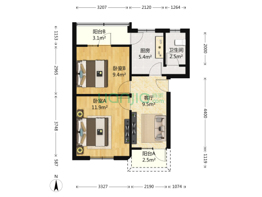 玉林下横巷6号 2室1厅1卫 62平方