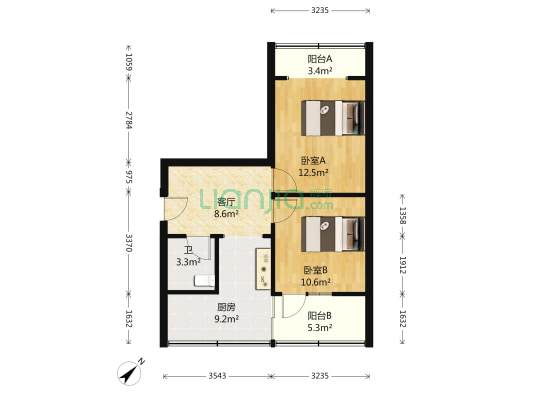 蓓蕾东巷6号 2室1厅1卫 55平方