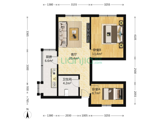 蔡河街108号院 2室1厅1卫 63平方