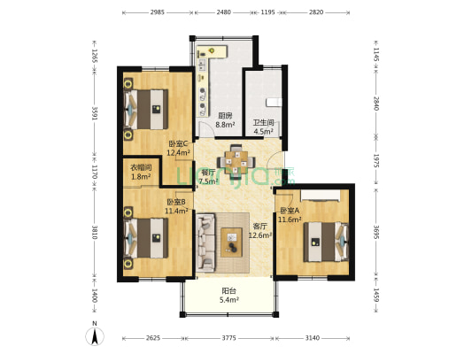 金门路692号 3室2厅1卫 99平方