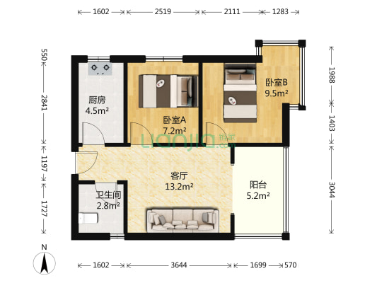 盛世一品 2室1厅1卫 60平方