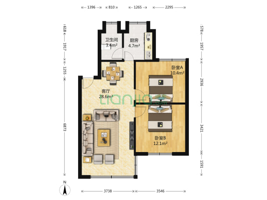 兰花小区六小区 2室1厅1卫 72平方