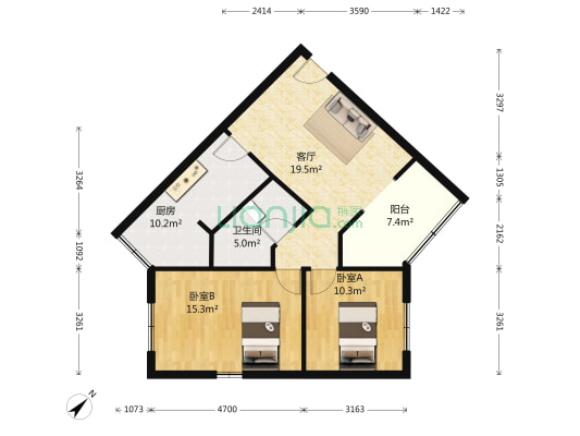 玉林名居二期 2室1厅1卫 71平方
