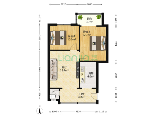 万春东路10号 2室1厅1卫 62平方