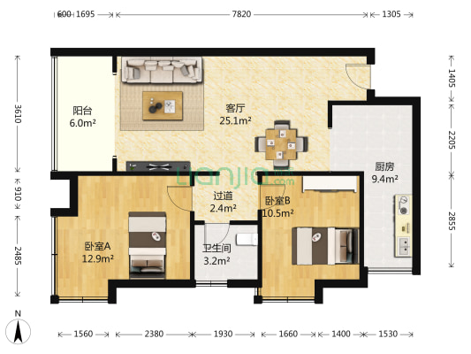 金沙鹭岛三期 2室1厅1卫 89平方