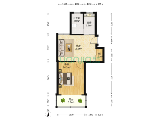 佳林路919弄 1室1厅1卫 56平方