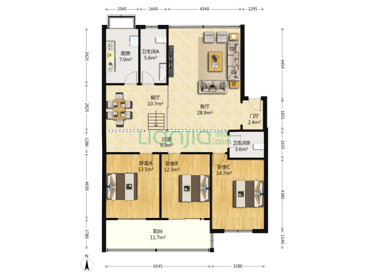 湖北省油脂公司住宅区 3室2厅2卫 143平方
