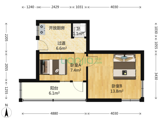 21中同泰街 2室0厅1卫 54平方
