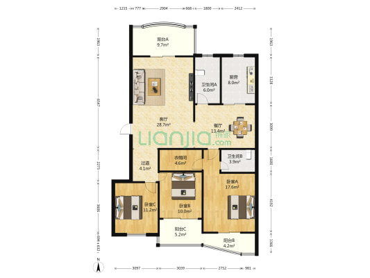 怡景苑 3室2厅2卫 159平方