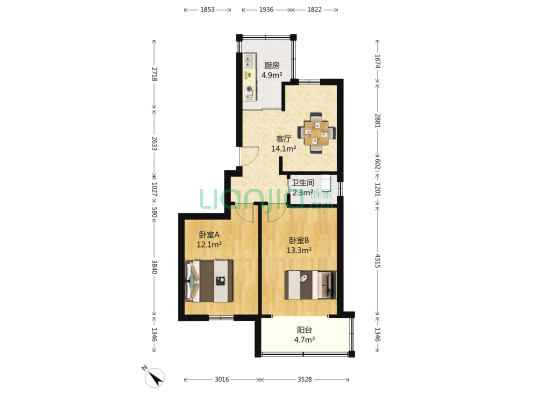 柳营100号 2室1厅1卫 68平方