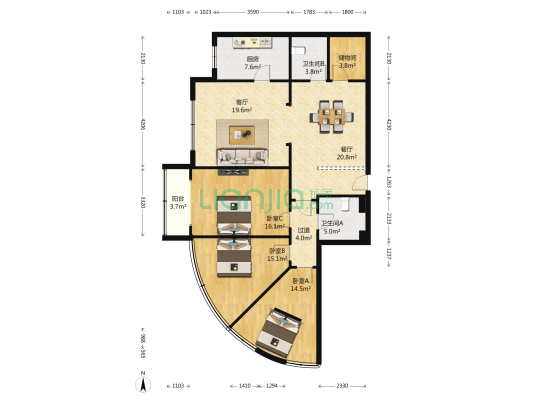 金都苑 3室2厅2卫 167平方