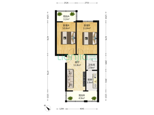 卫民巷19号 2室1厅1卫 59平方