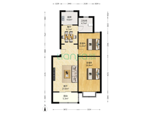 富源花都 2室2厅1卫 97平方