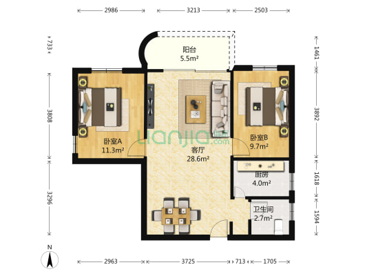 美思苑大厦 2室1厅1卫 79平方