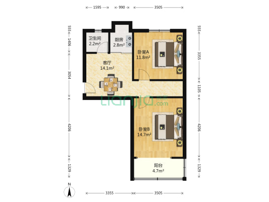 晏公庙新村 2室1厅1卫 62平方