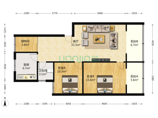西安北路91号 2室1厅1卫 96平方