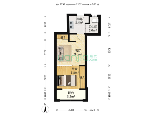 定西路1211弄 1室1厅1卫 33平方