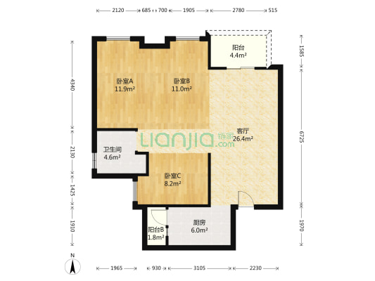 海伦小镇 3室1厅1卫 100平方