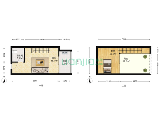 天彩菁华 1室1厅1卫 55平方