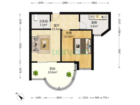 西香纪 1室1厅1卫 61平方
