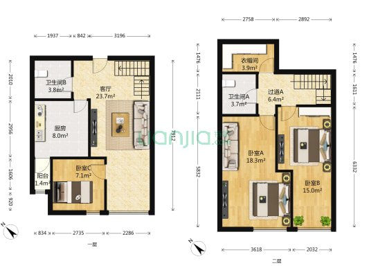 智地哥谭 3室1厅2卫 58平方