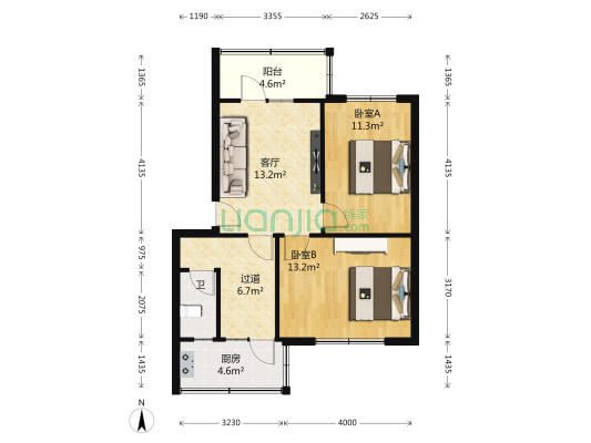 清江东路120号 2室1厅1卫 60平方