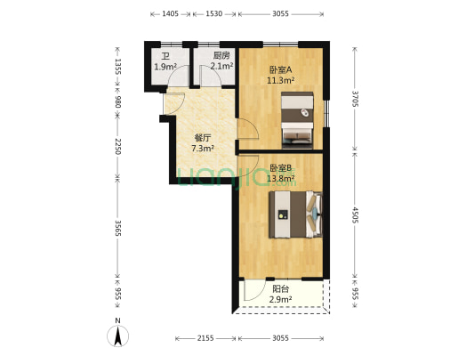 芙江小区 2室1厅1卫 49平方
