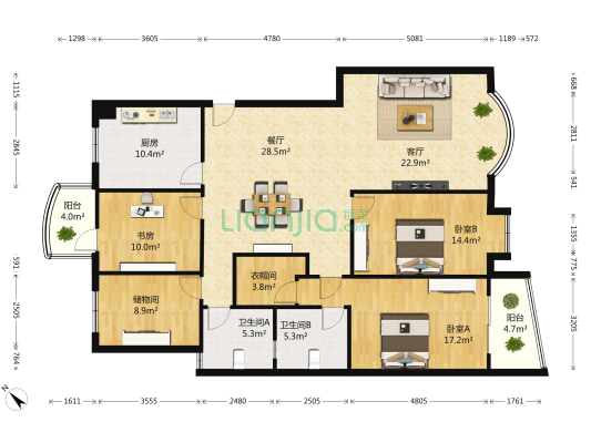 御景别苑 3室2厅2卫 173平方