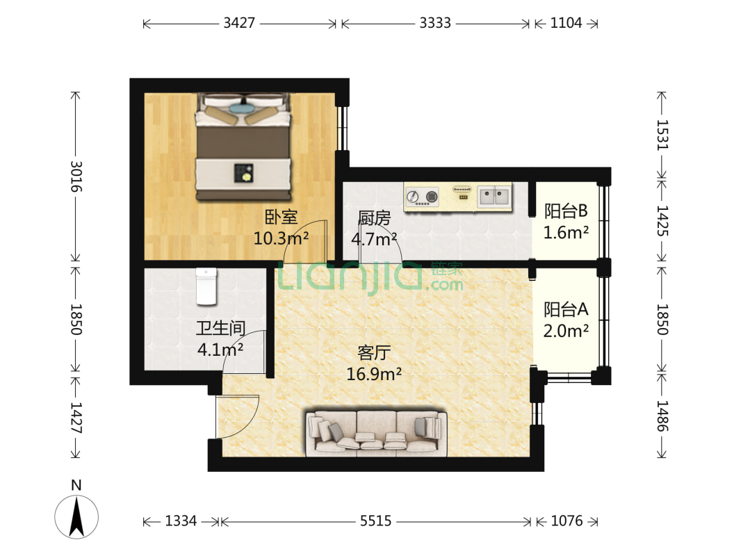 东泽园 1室1厅 180万