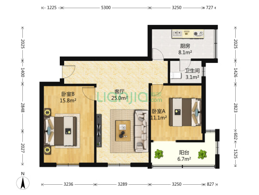 青羊北路7号 2室1厅1卫 72平方