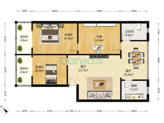 桂王桥南街28号 3室2厅1卫 102平方