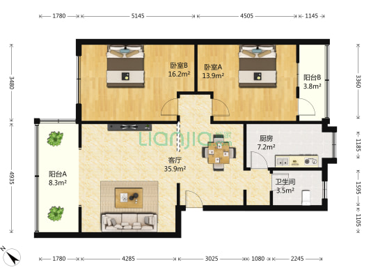 望丛西路82号 2室1厅1卫 102平方