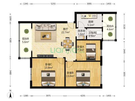金科苑路27号 3室1厅2卫 89平方